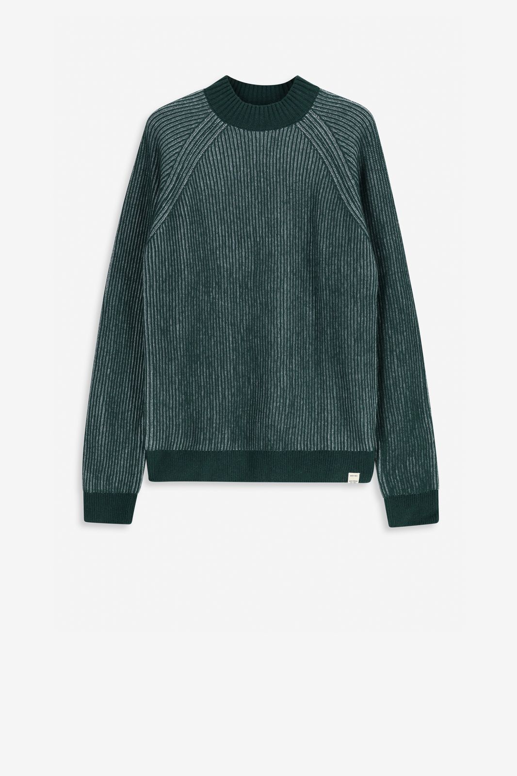 Pull en laine avec motif côtelé - vert foncé