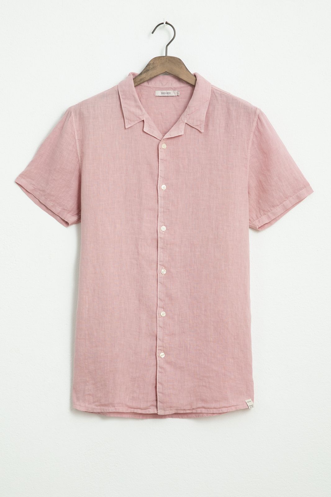 Kurzarm-Hemd aus Leinen - rosa