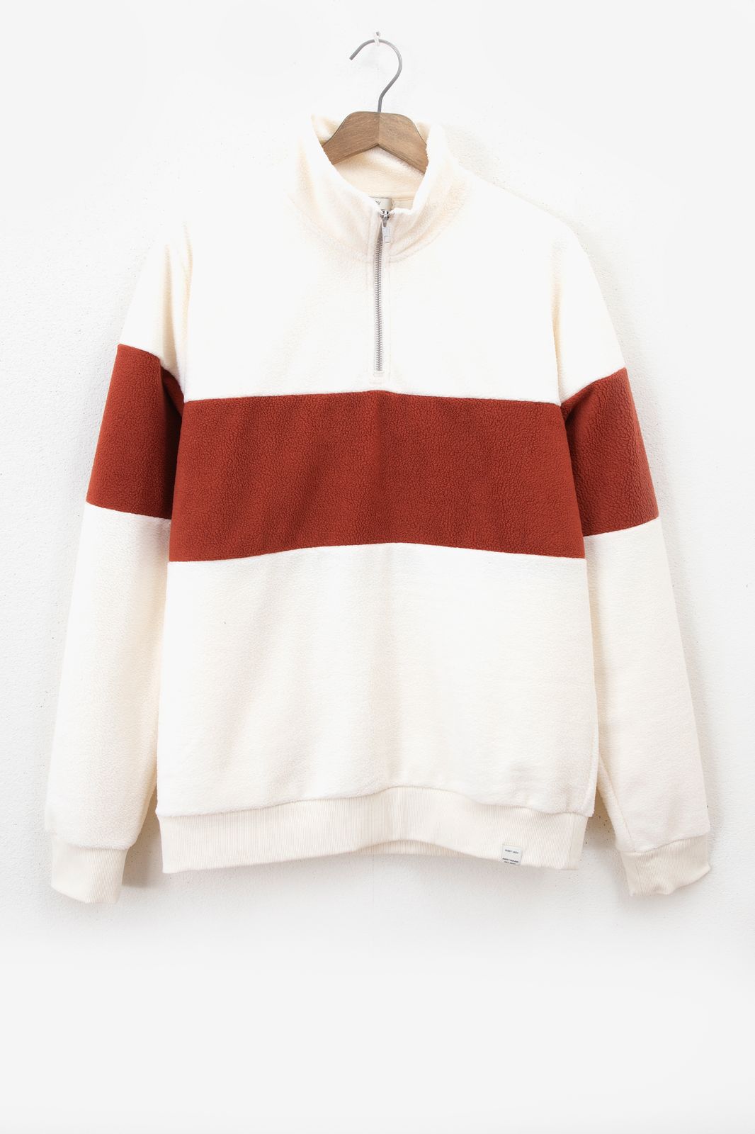 Fleece-Sweater in Colorblocking-Optik - beige