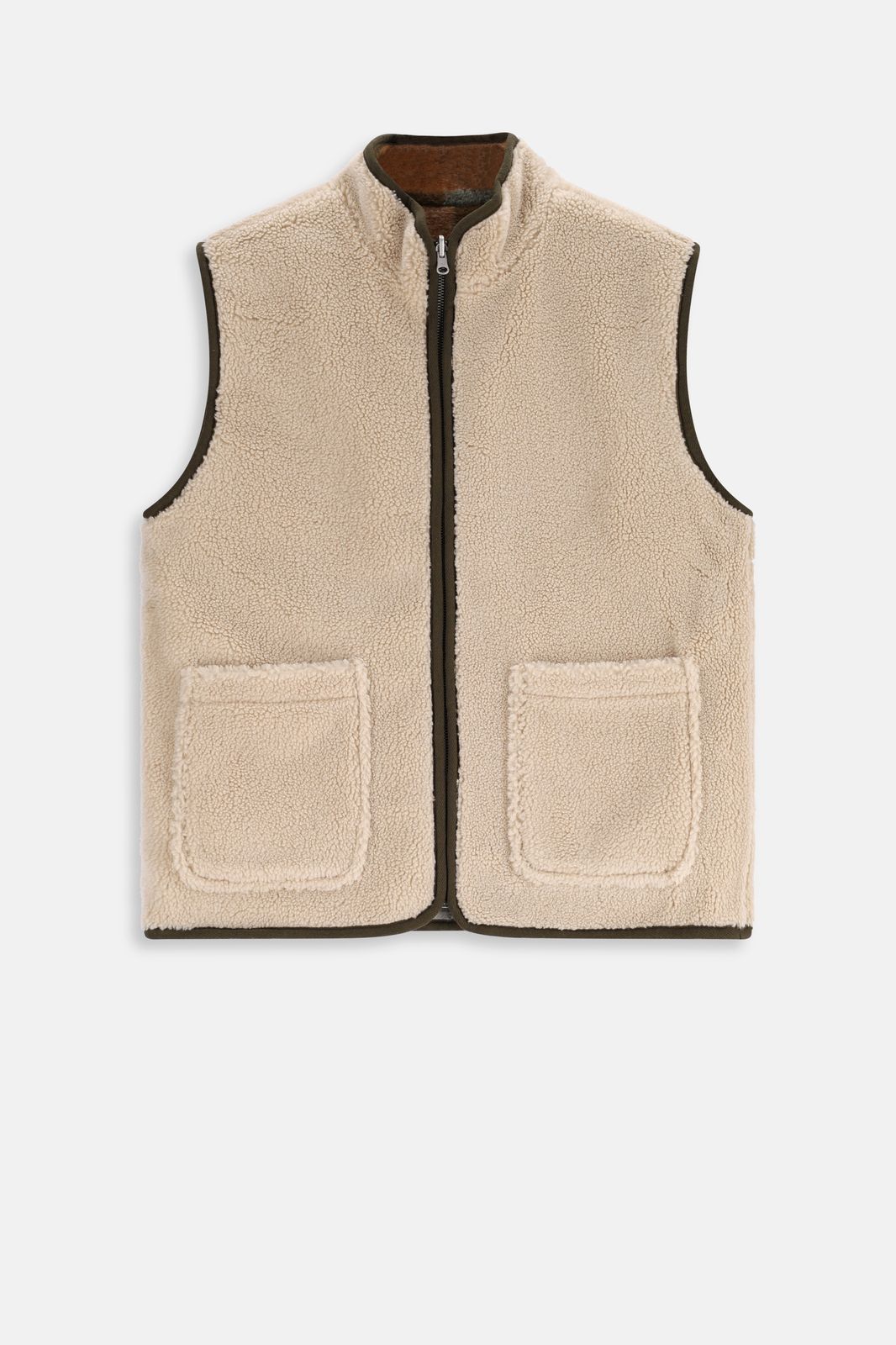 Teddy-Bodywarmer mit Blockmuster zum Wenden - grün