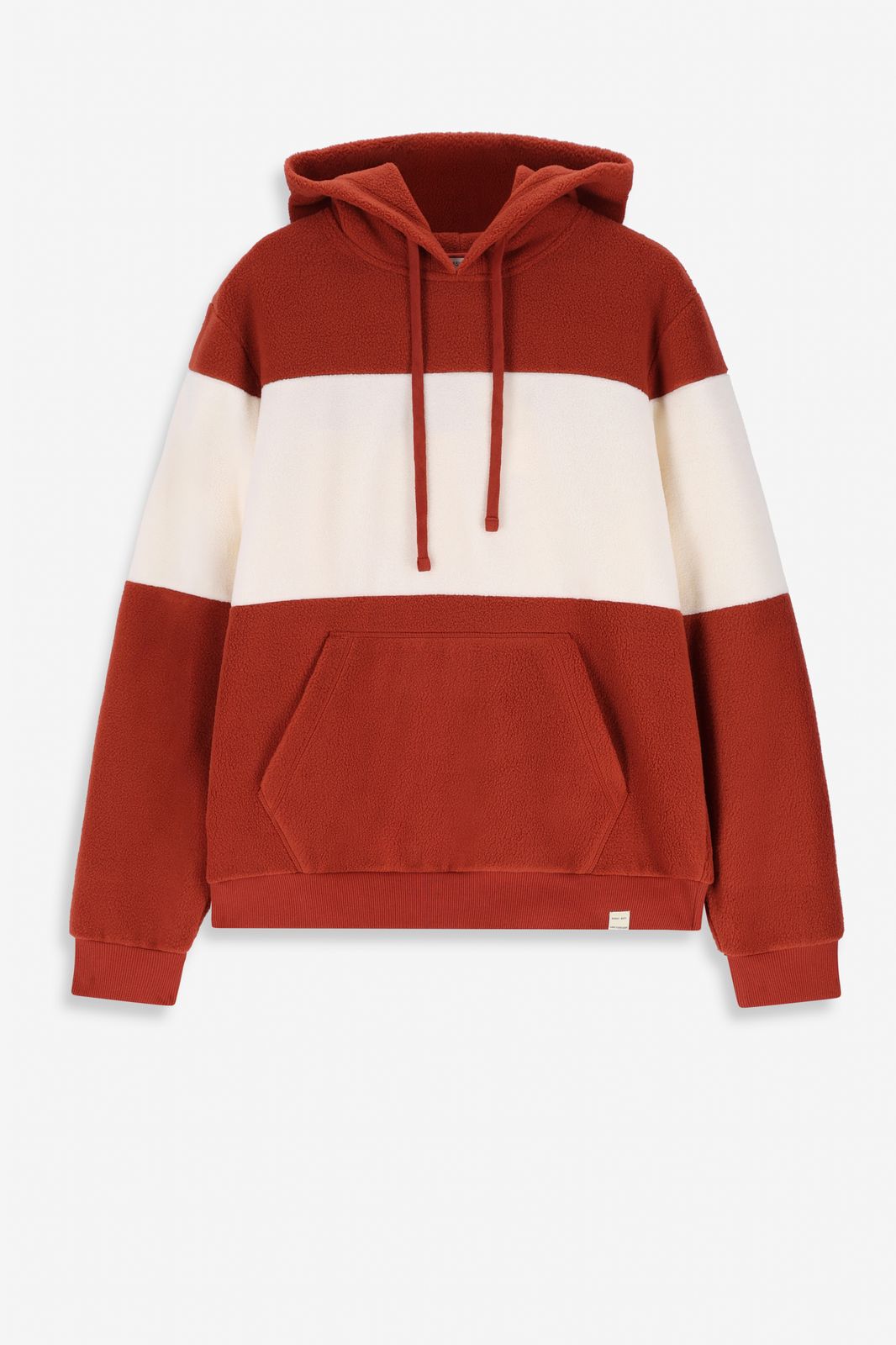 Pull à capuche color block - rouge foncé