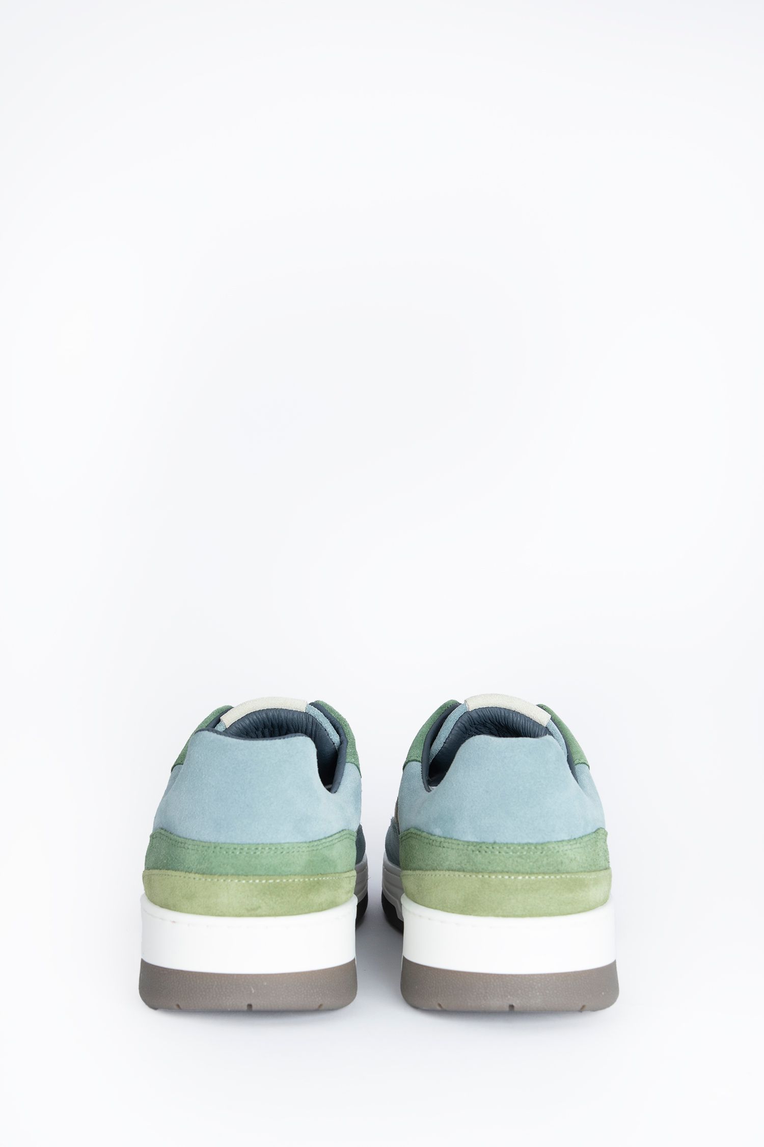 Groene suède sneakers met blauwe details - Heren | Sissy-Boy
