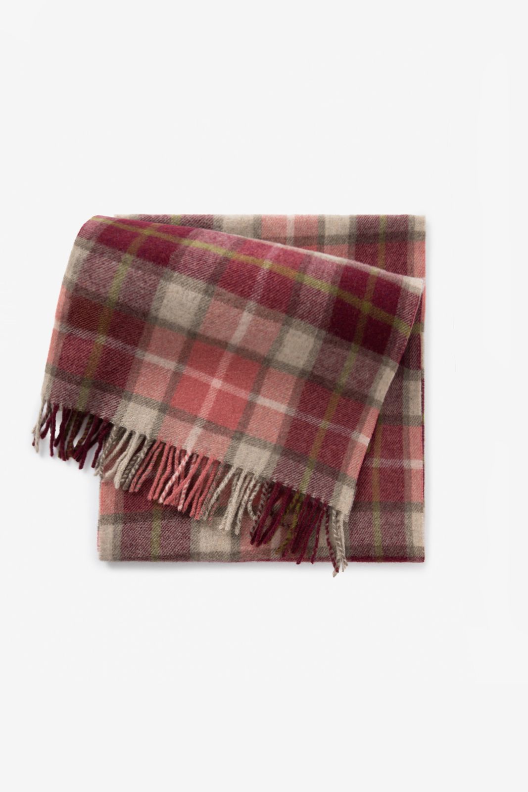 Karierter Wollschal - dunkelrot