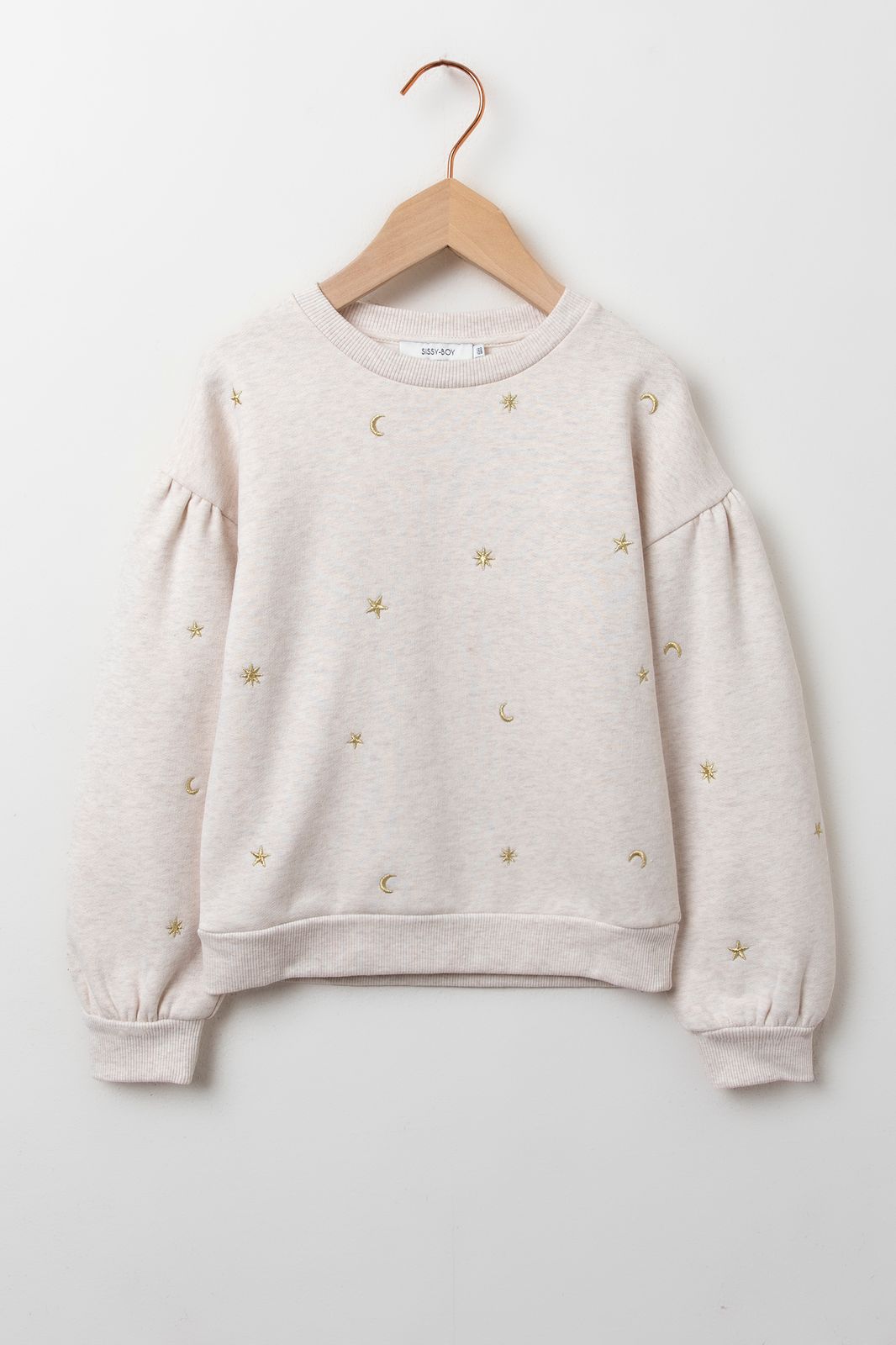 Sweater mit Mond- und Sterne-Stickerei - beige