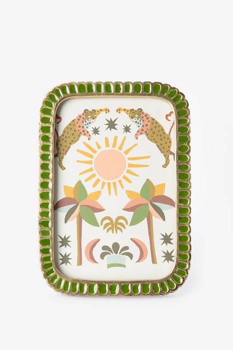 Cadre photo émaillé festonné - vert