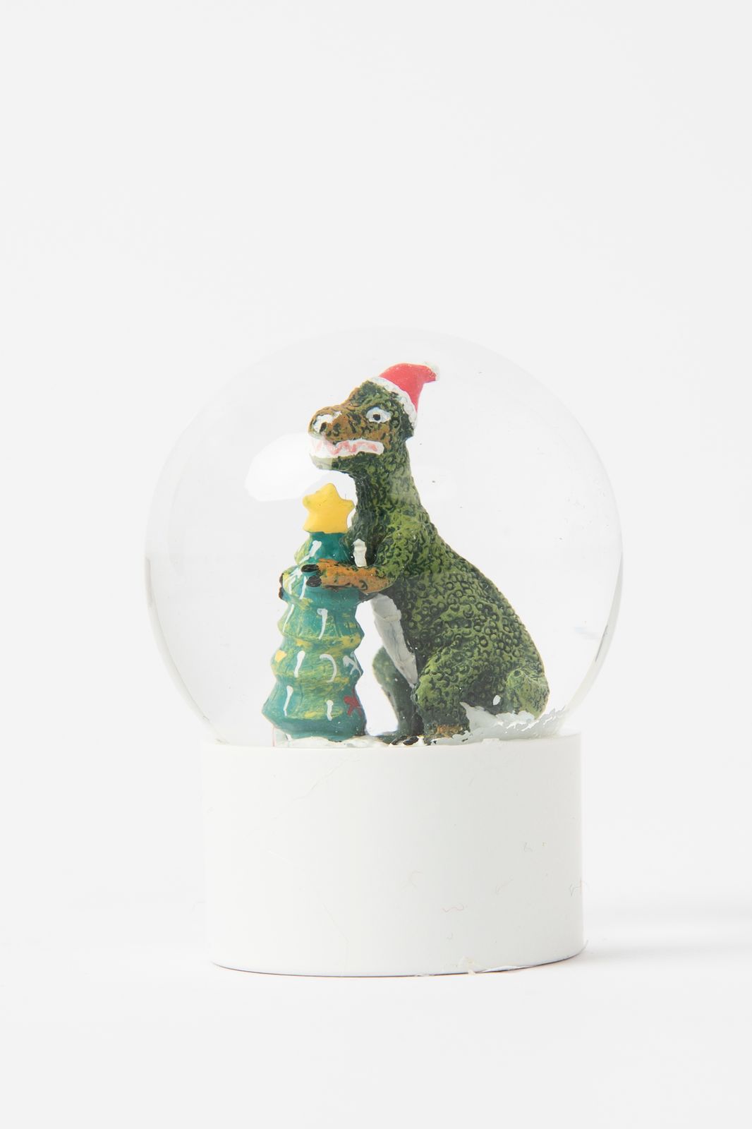 Sneeuwbol dinosaurus met kerstboom