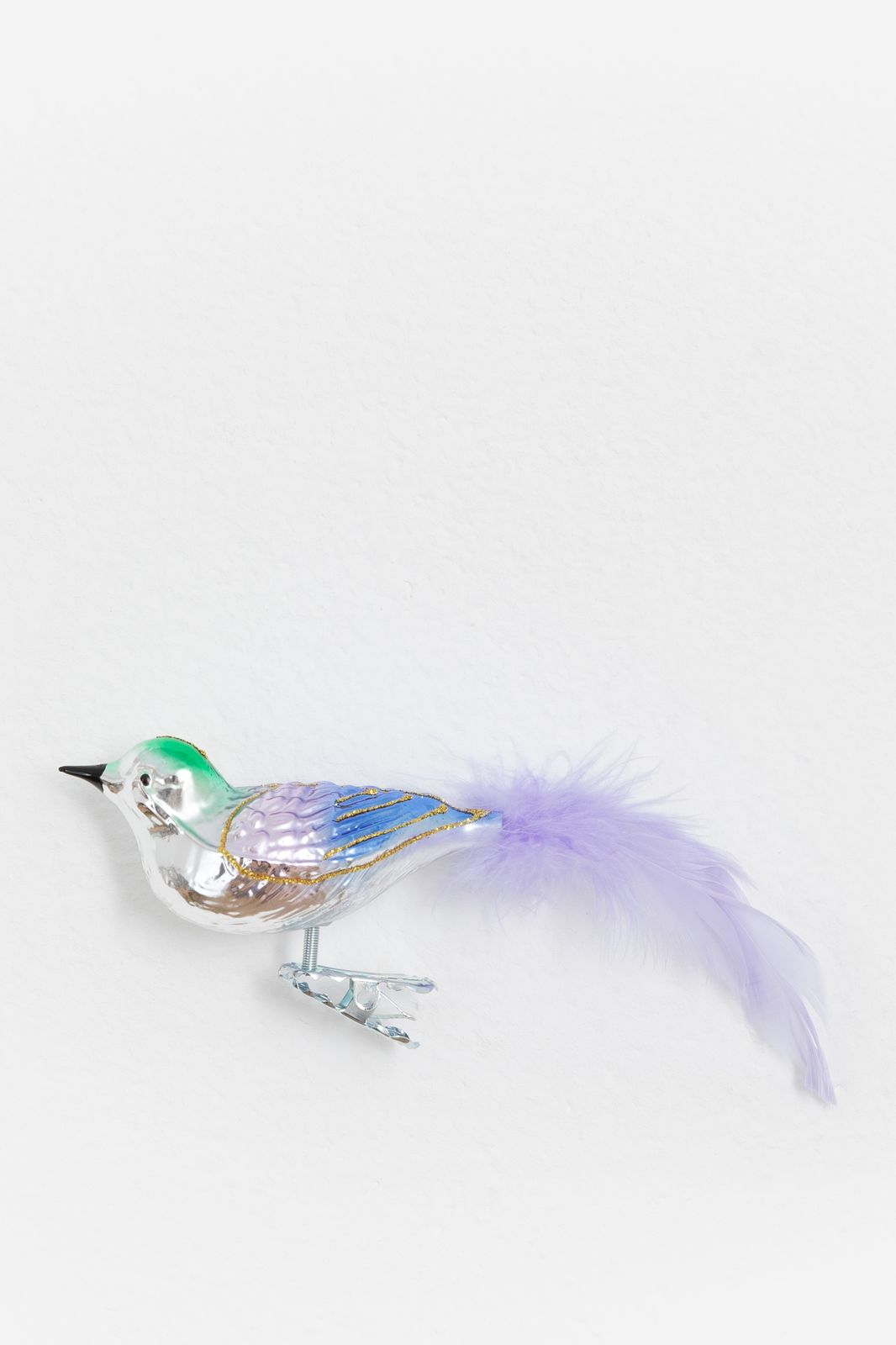 Kerst ornament vogel clip paars