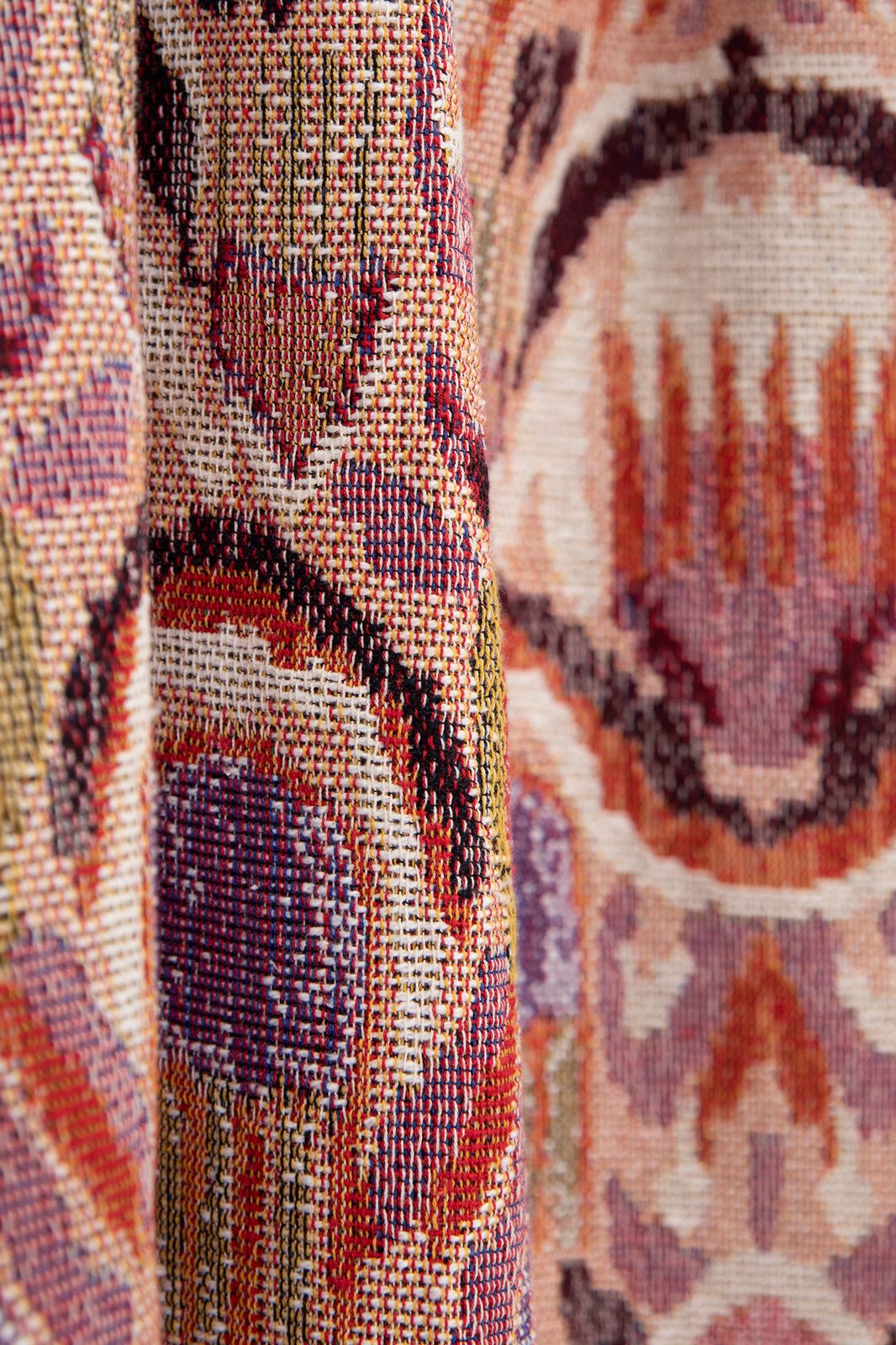 Multicolour jacquard deken met print en franjes (200x250 cm)