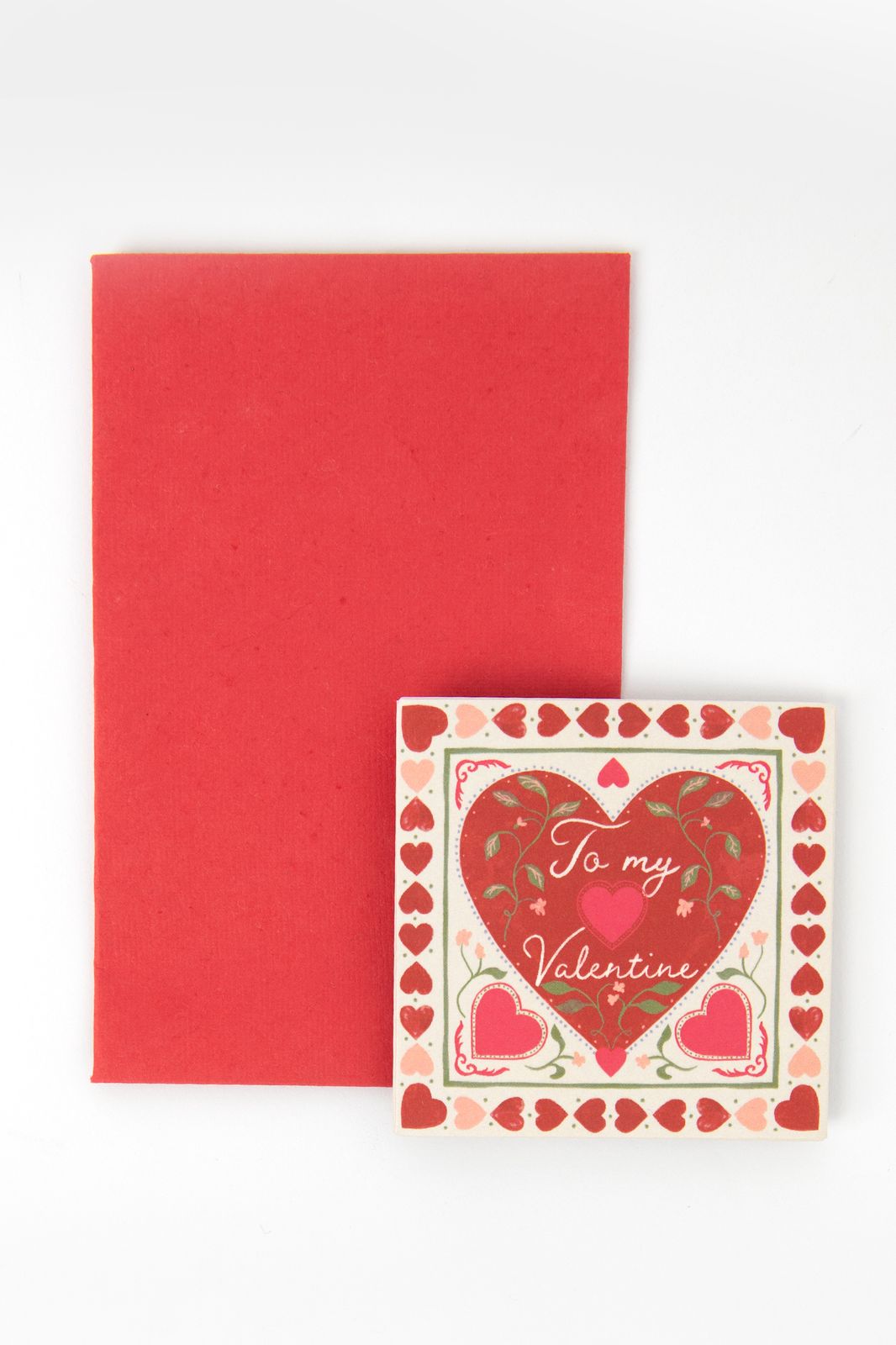 Uitvouwbare postkaart valentijn met hartjes