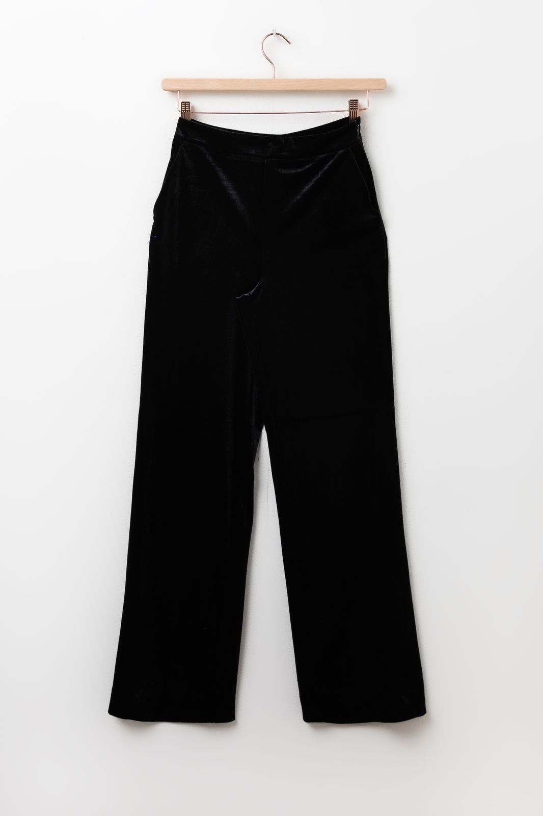 Zwarte velvet wide leg pantalon