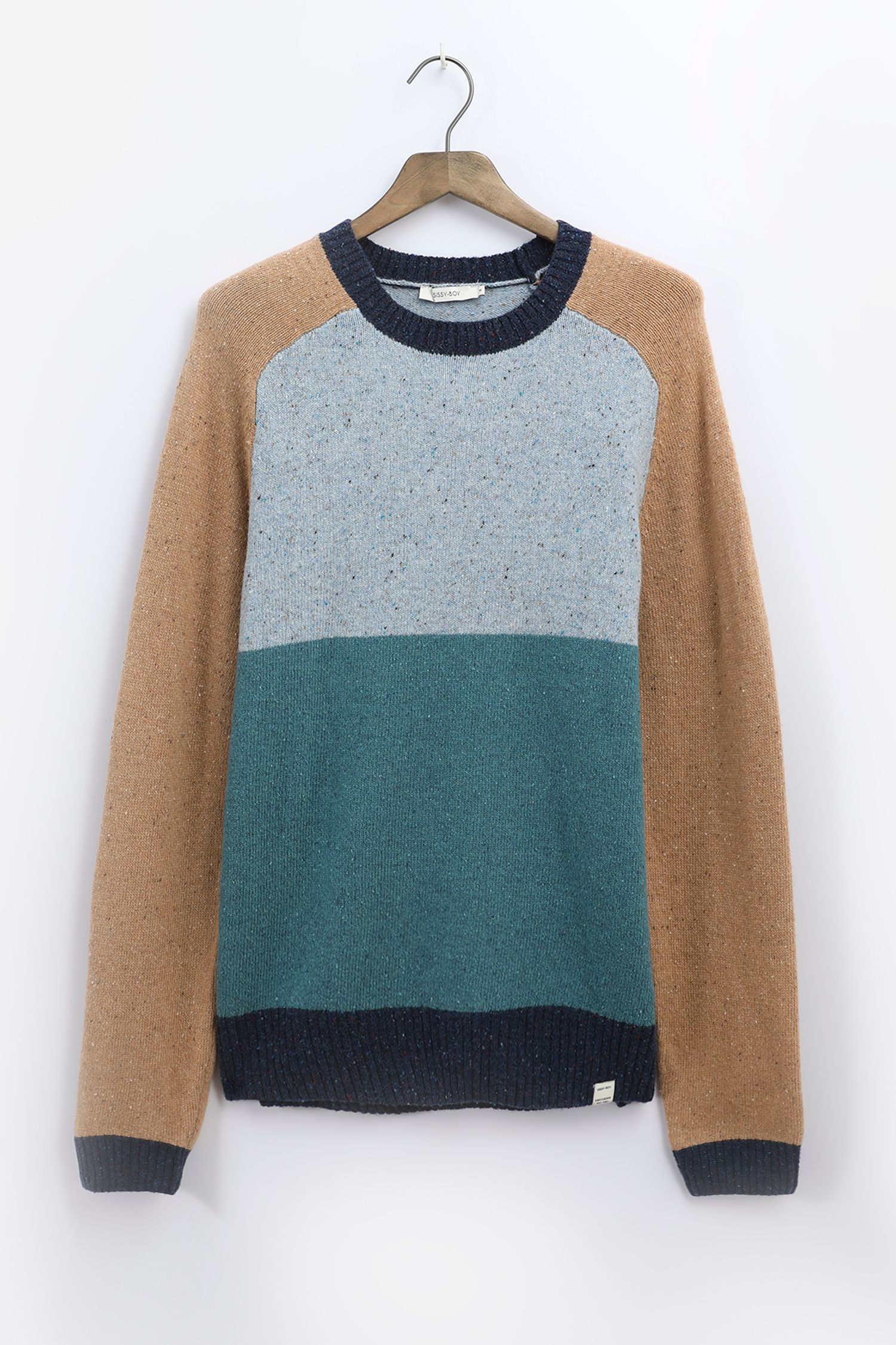 Pull color block en laine de mouton