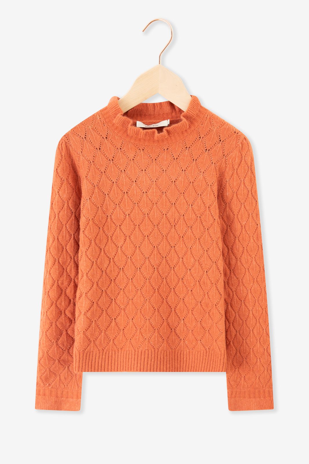 Ajour-Pullover mit Schildkrötenkragen - orange