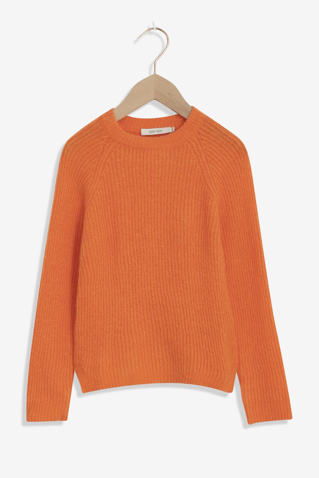 Pull tricoté côtelé - orange
