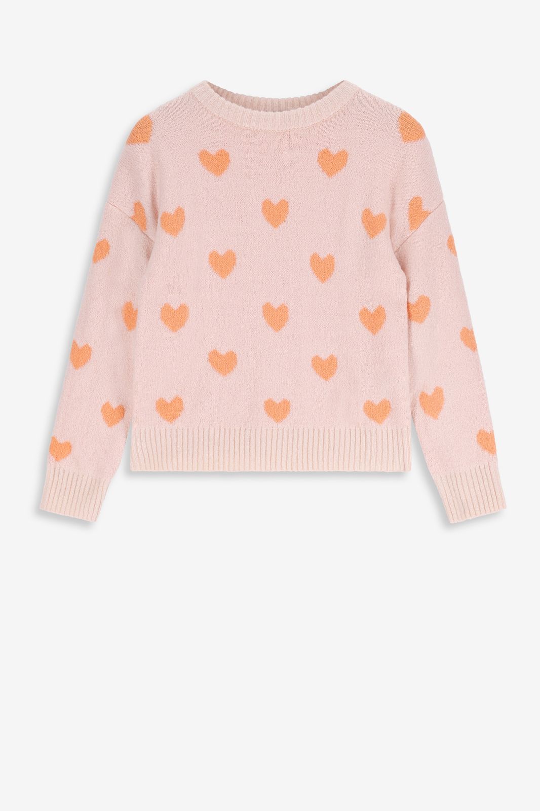 Pull en laine avec imprimé jacquard - orange clair
