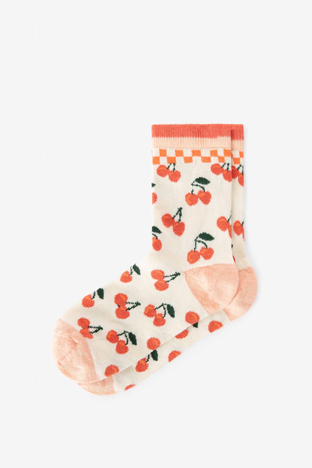 Socken mit Kirschmuster - weiß