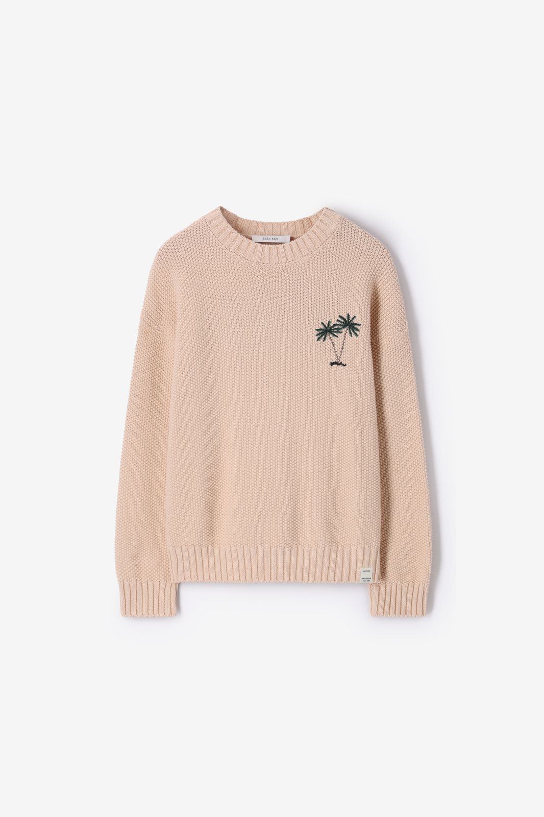 Crewneck-Pullover mit Stickerei - beige