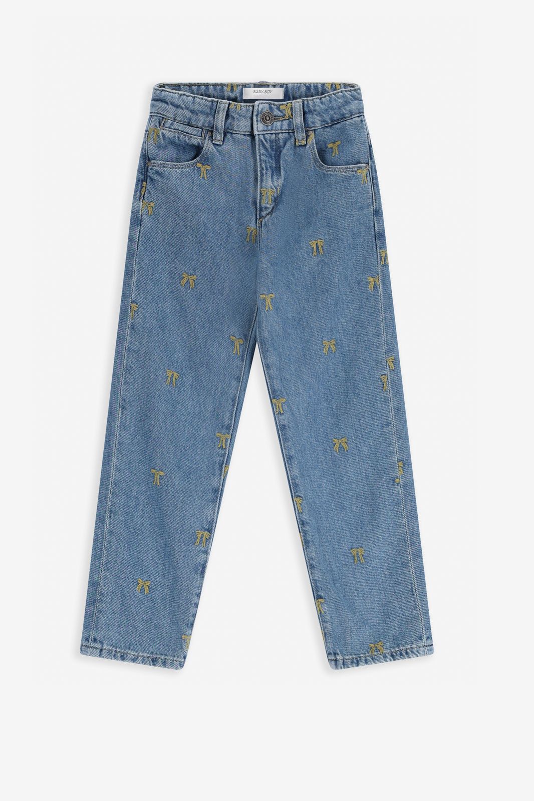 Tapered Jeans mit Stickerei - blau