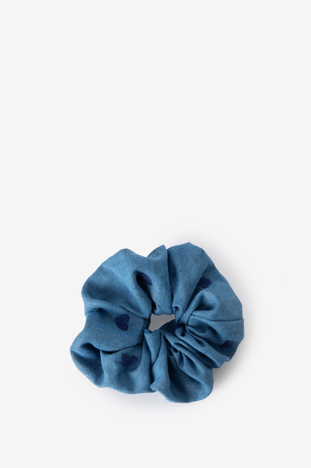 Jeans-Scrunchie mit Herzen - blau