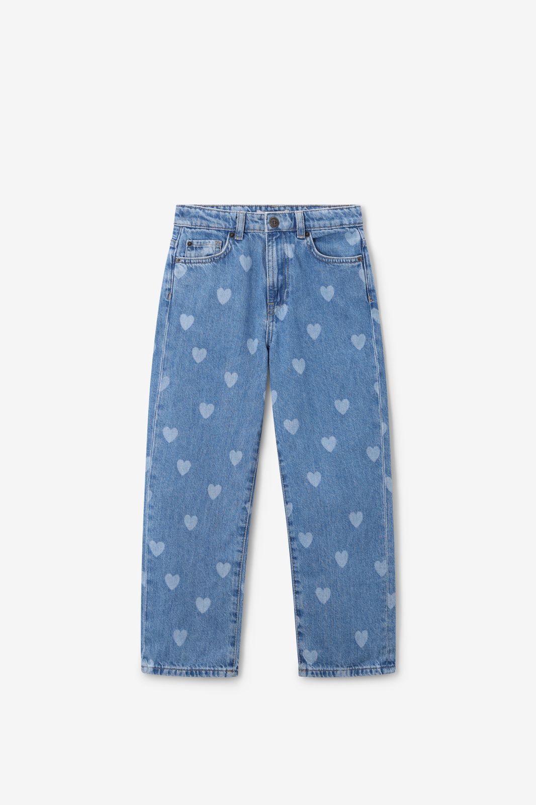 Straight Leg Jeans mit Herzmuster - blau