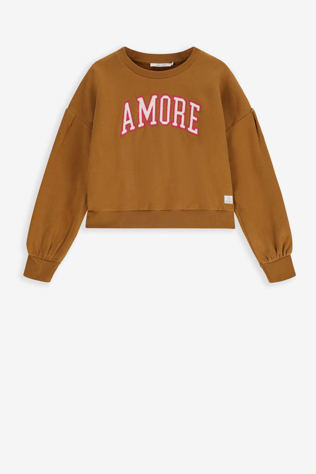 Cropped Sweater mit Amore-Print - braun