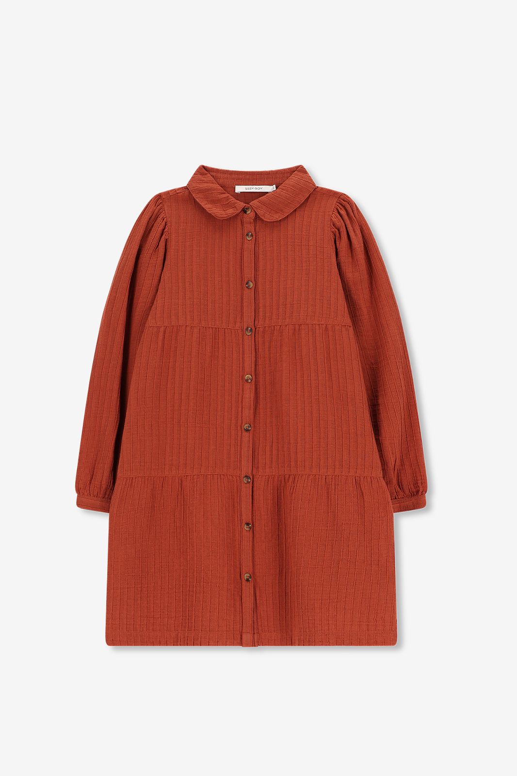 Volant-Kleid - rotbraun