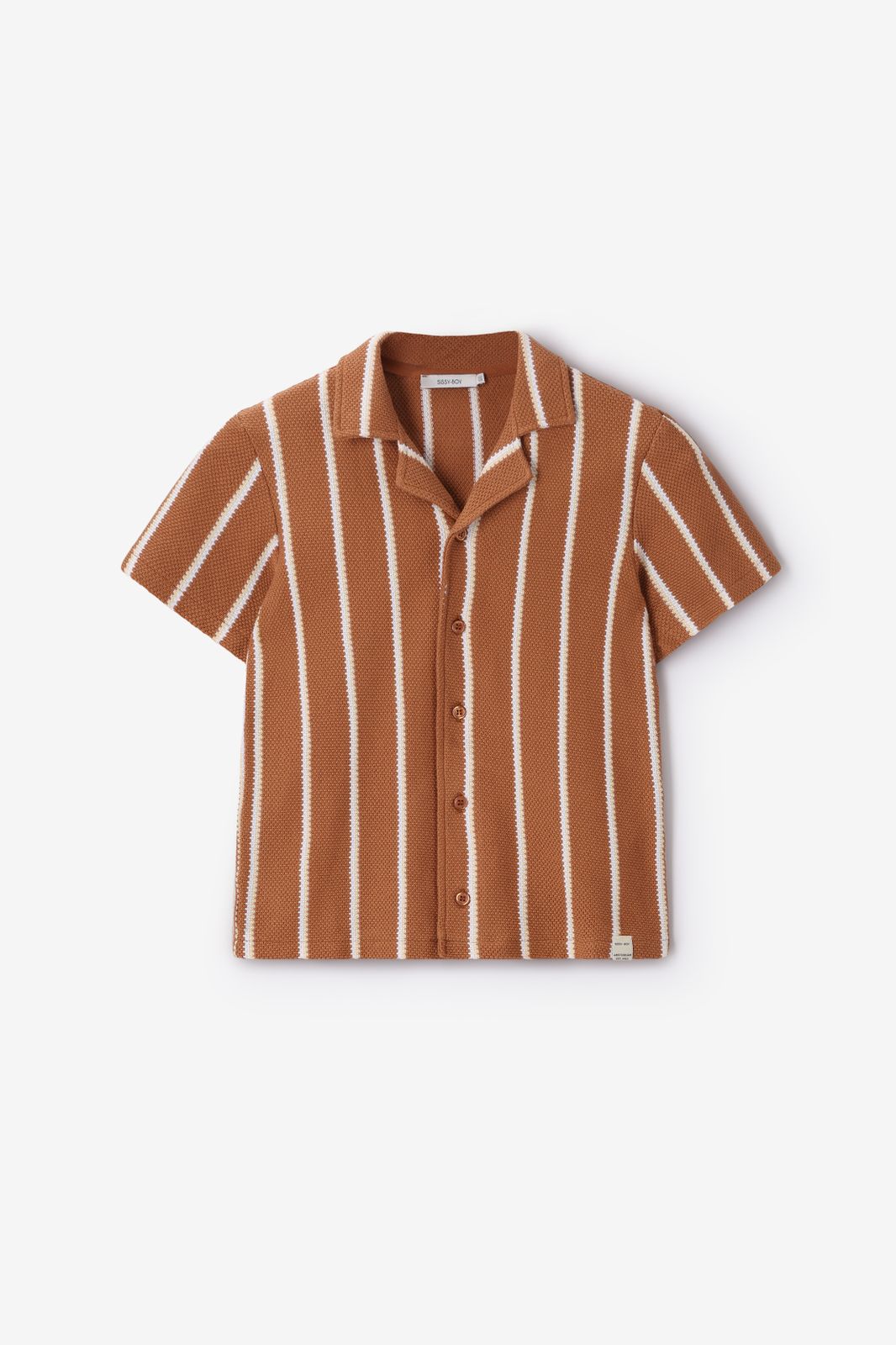 Gestreiftes Kurzarmhemd - braun