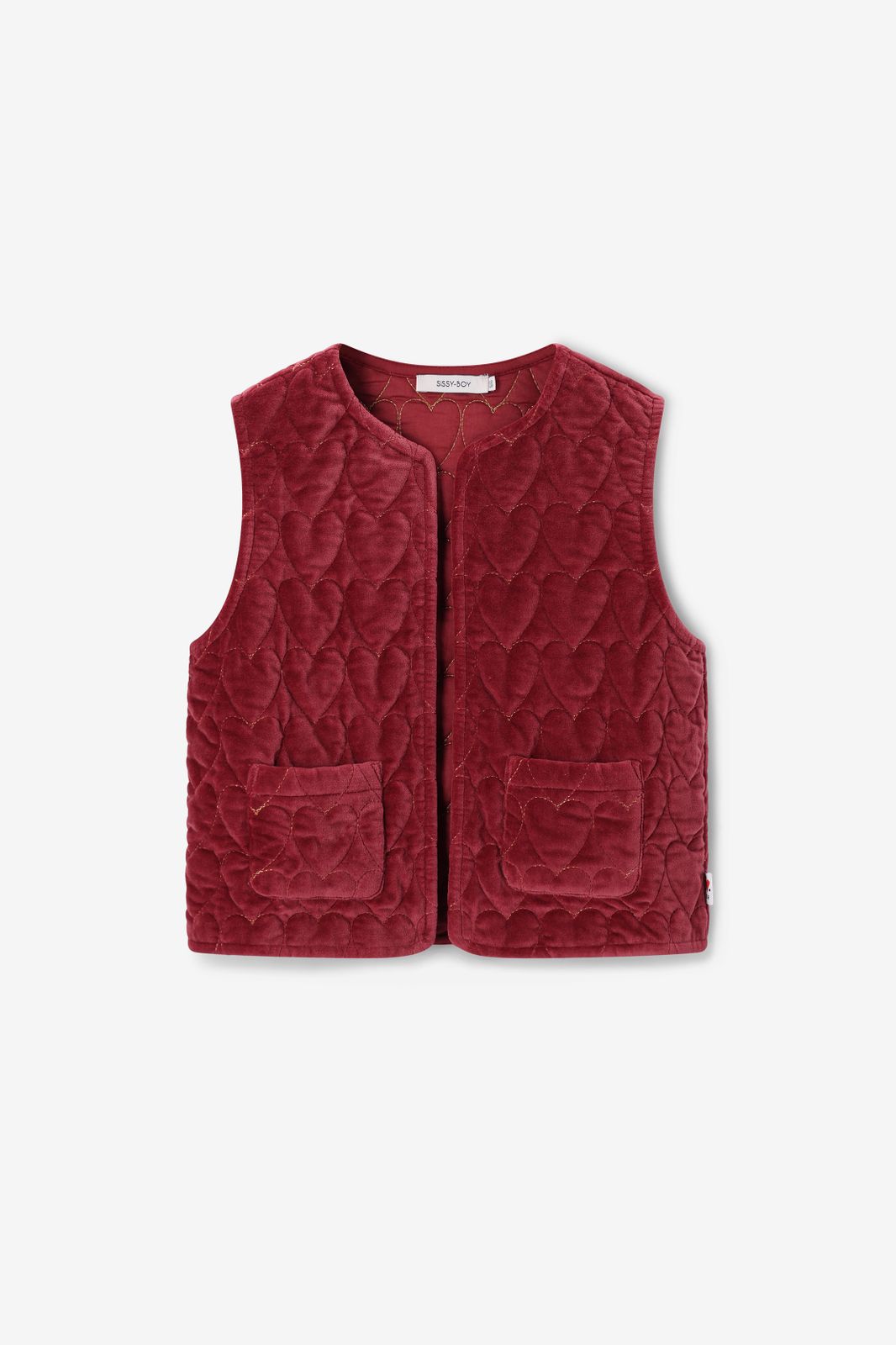 Samt-Weste mit Herzmuster - dunkelrot