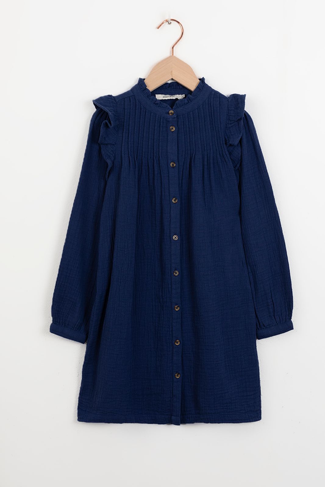 Kleid mit Rüschen-Details und Biesen - dunkelblau