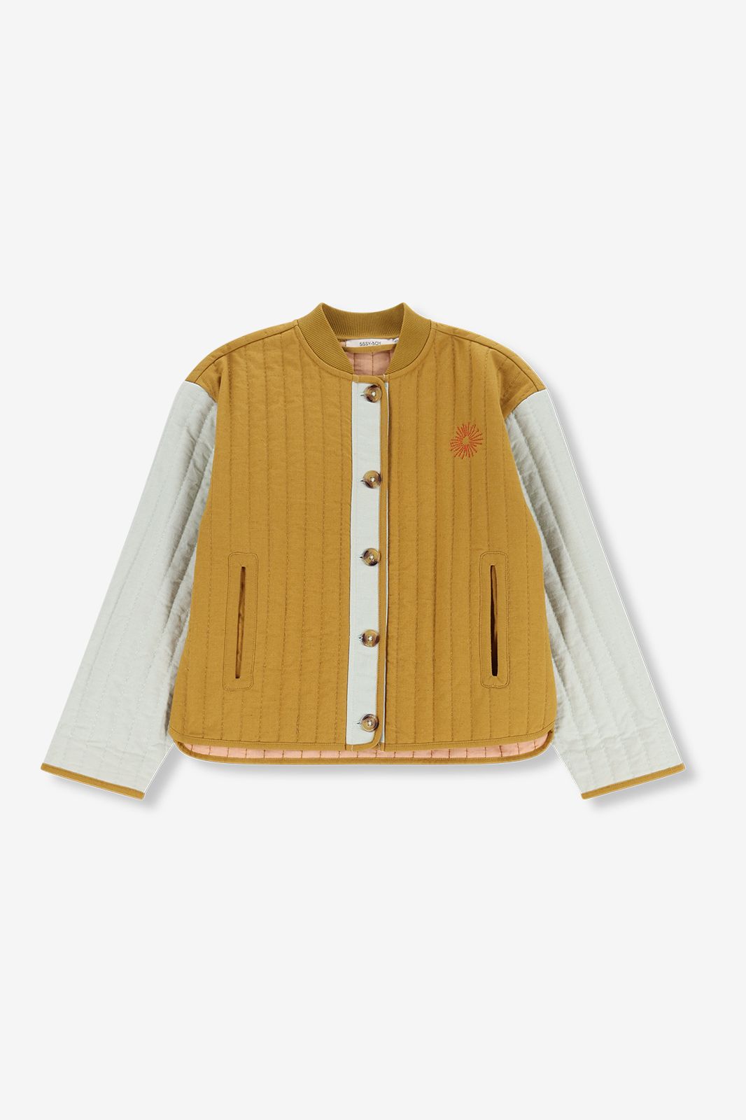 Steppjacke mit Stickerei - senfgelb