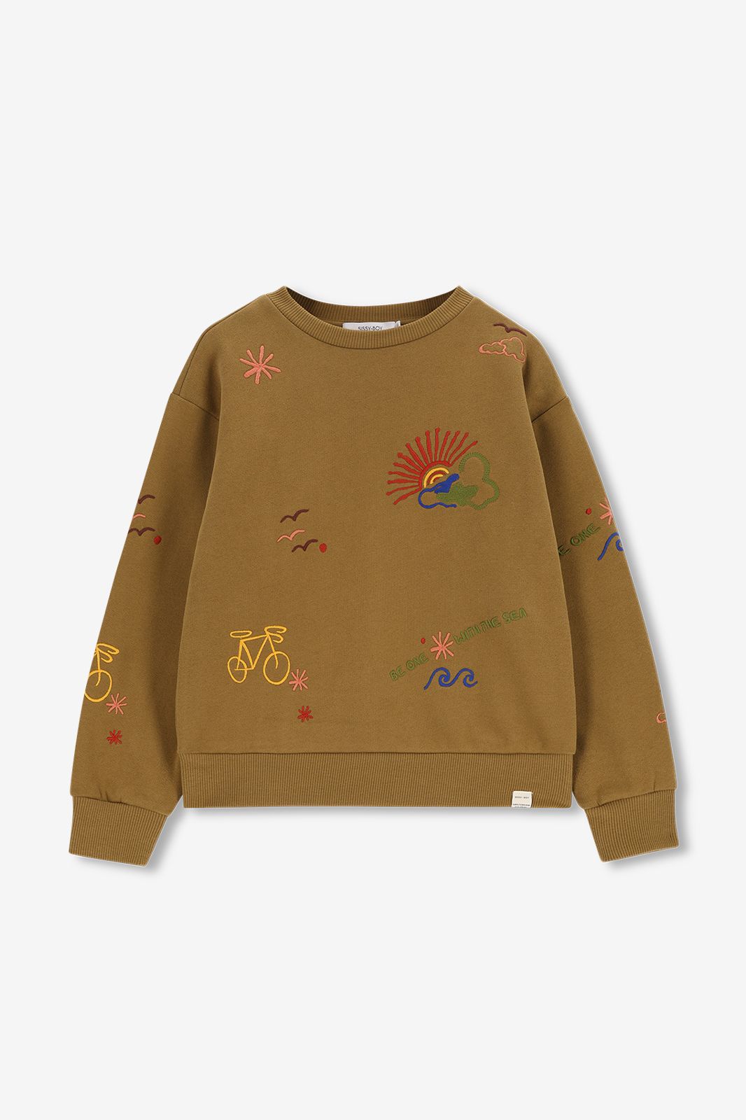Sweater mit Stickerei-Details - dunkelgrün