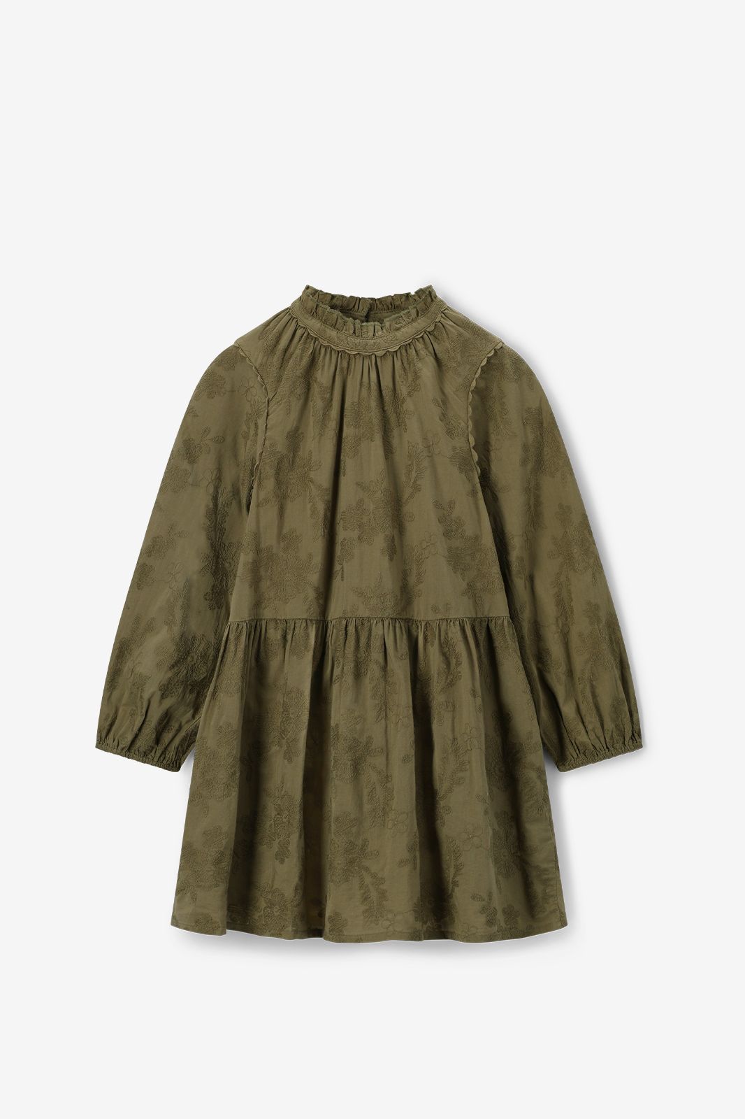 Kleid mit Stickerei - dunkelgrün