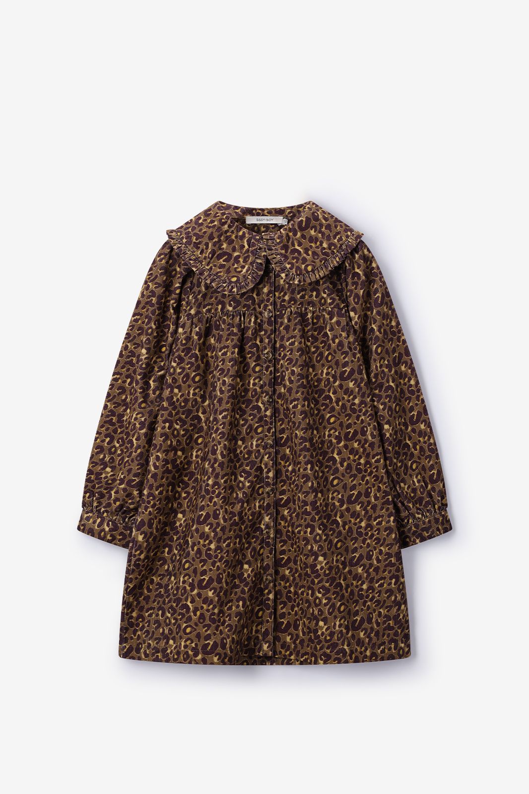 Cordkleid mit Leoprint - dunkelgrün