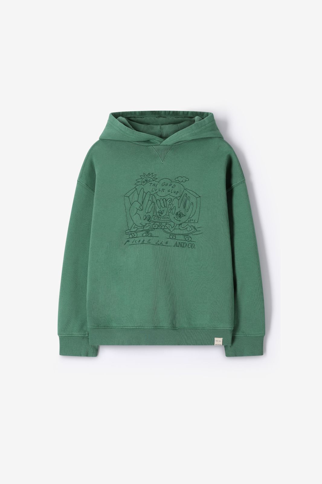 Hoodie mit Stickerei - dunkelgrün