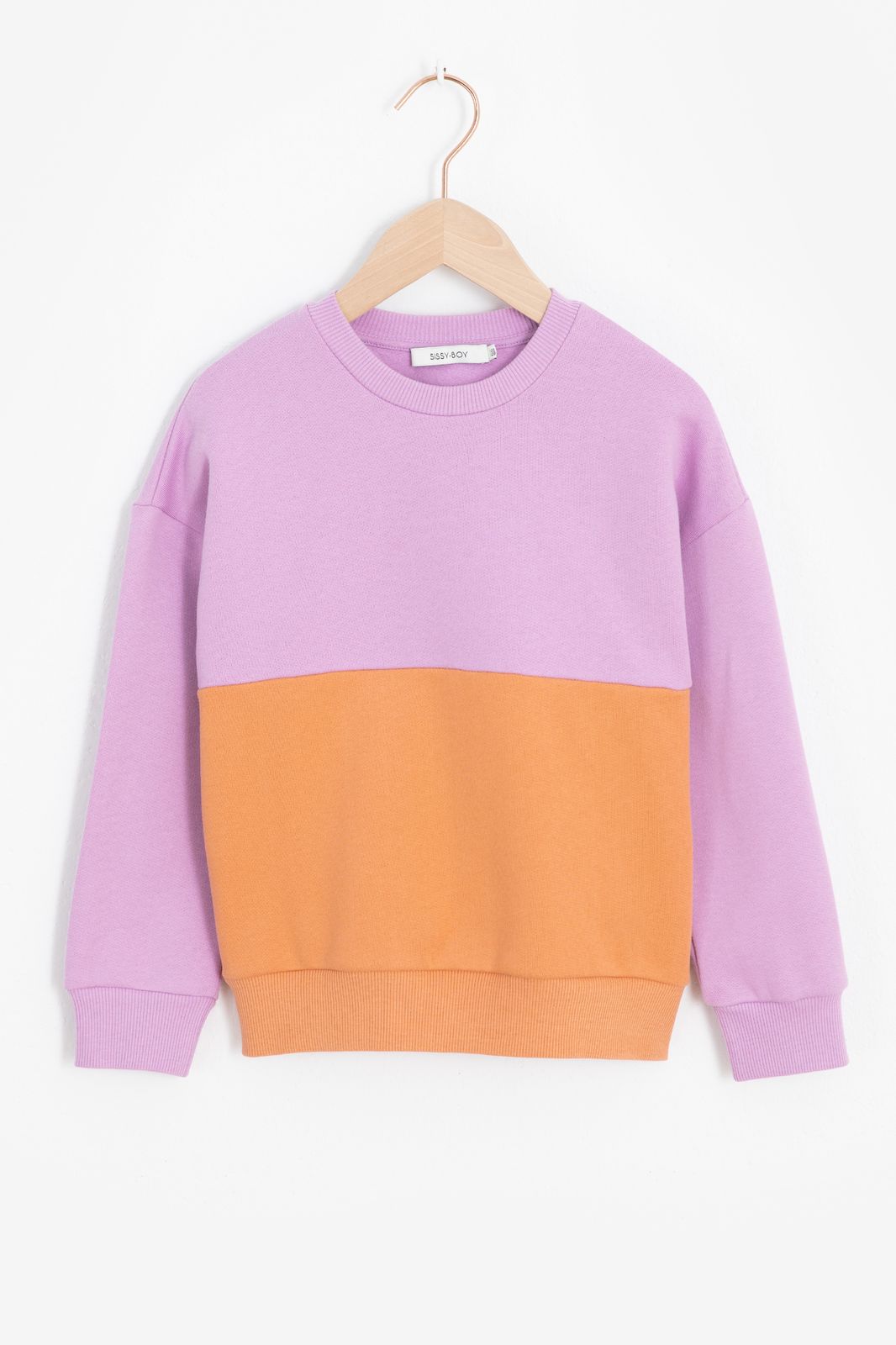 Sweater in Colorblocking-Optik - lila/orange