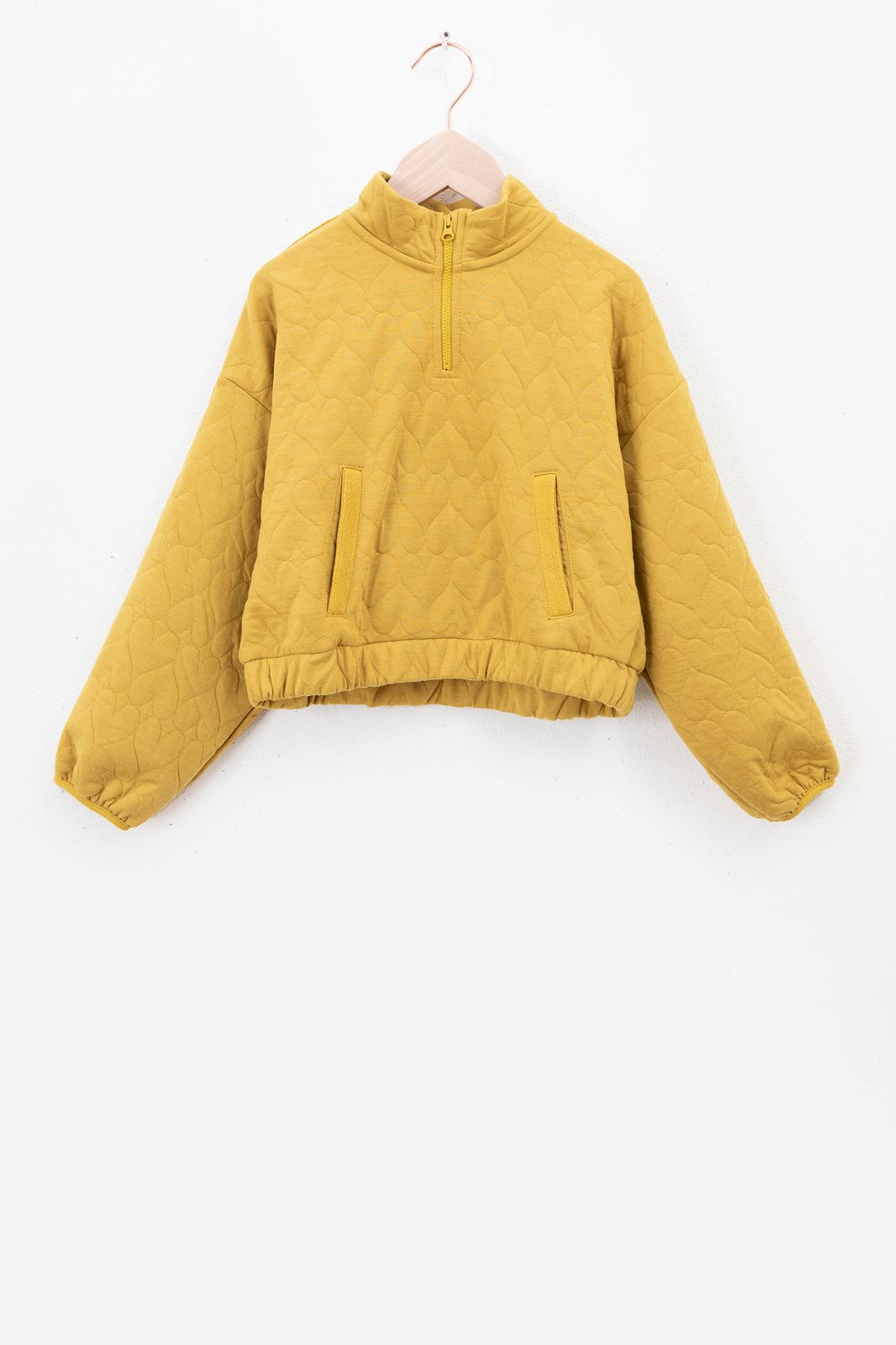 Stepp-Sweater mit Reißverschluss - gelb