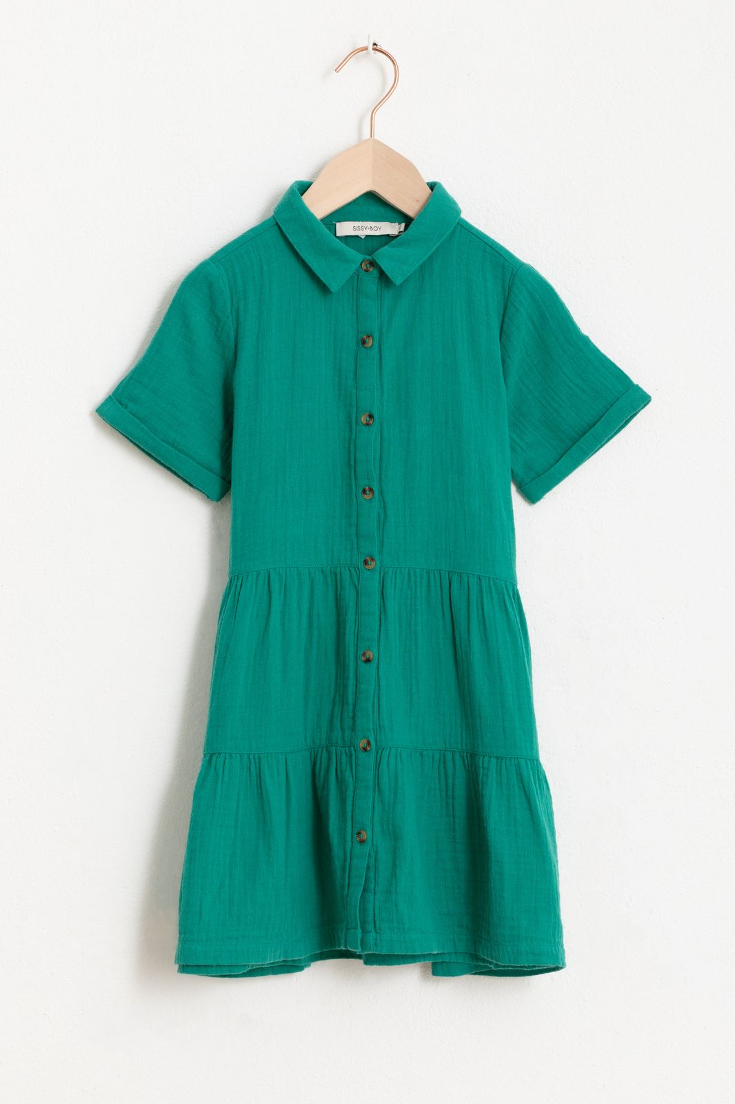 Kurzarm-Kleid mit Rüschen-Details - grün