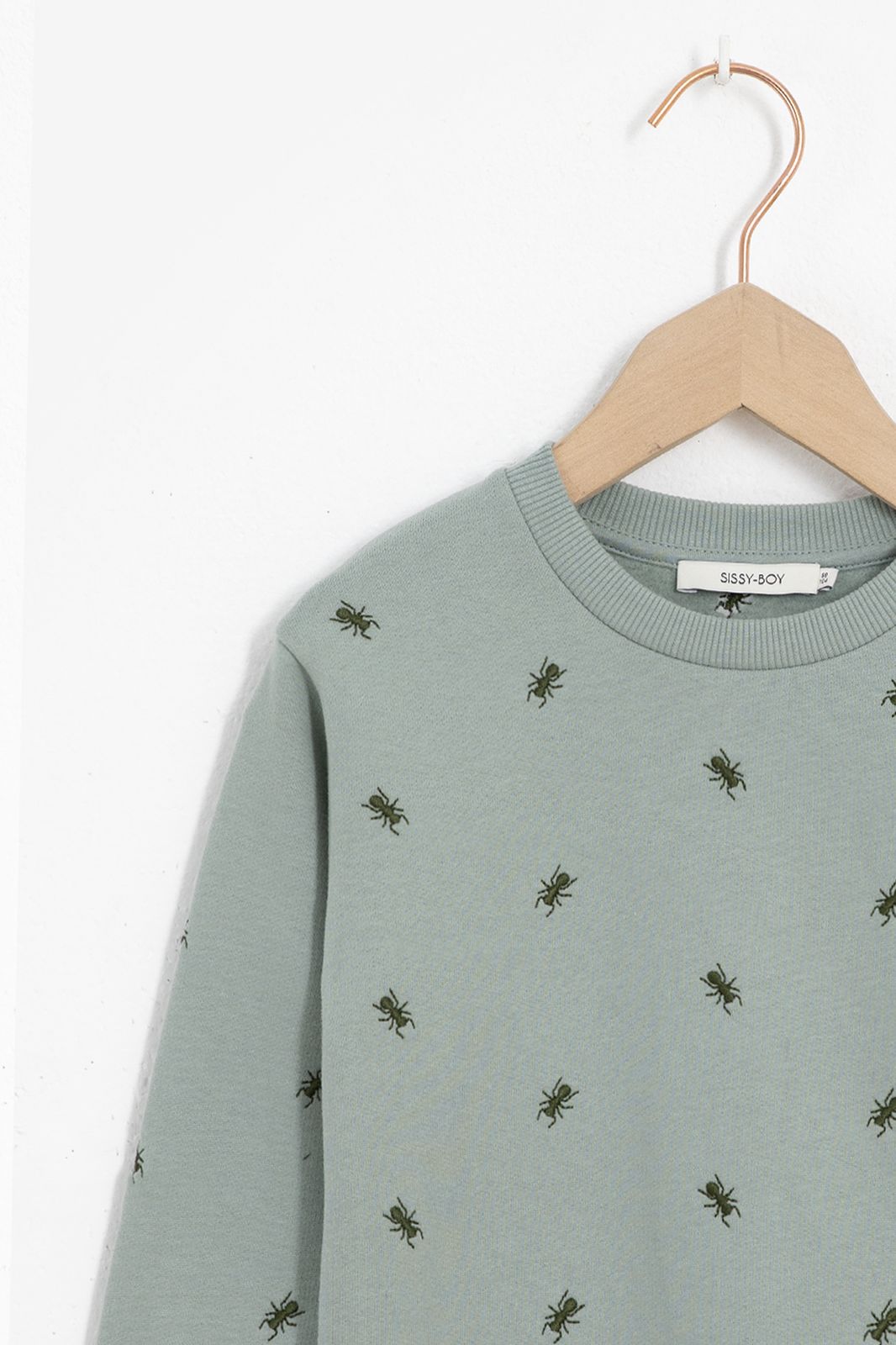 Sweater mit Insektenstickerei - grün