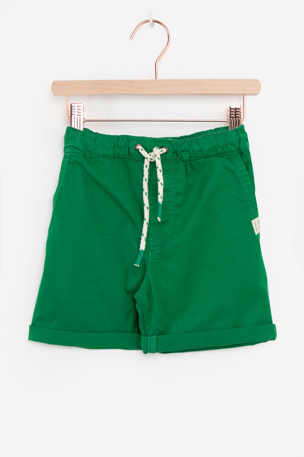Denim-Shorts mit Kordelzug - grün