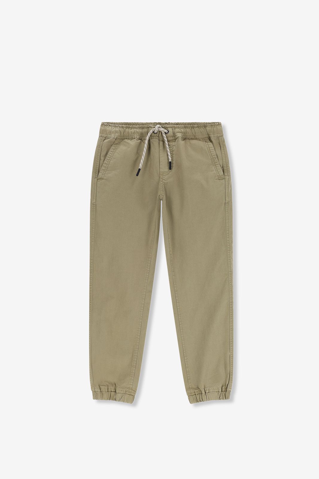 Denim-Jogger mit Kordelzug - grün