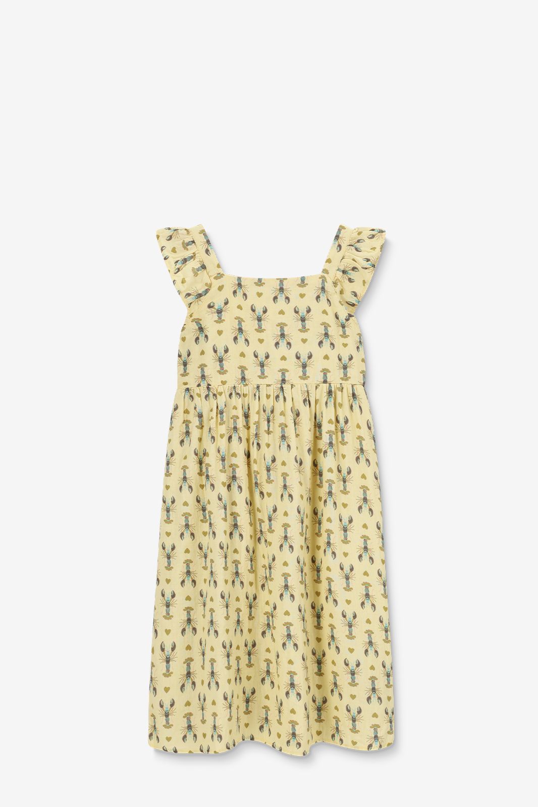 Maxi-Kleid mit Krebs-Print - hellgelb