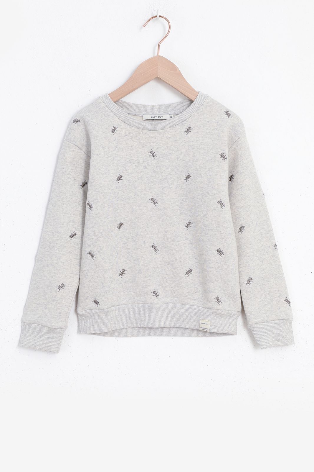 Sweater mit Ameisen-Stickerei - grau