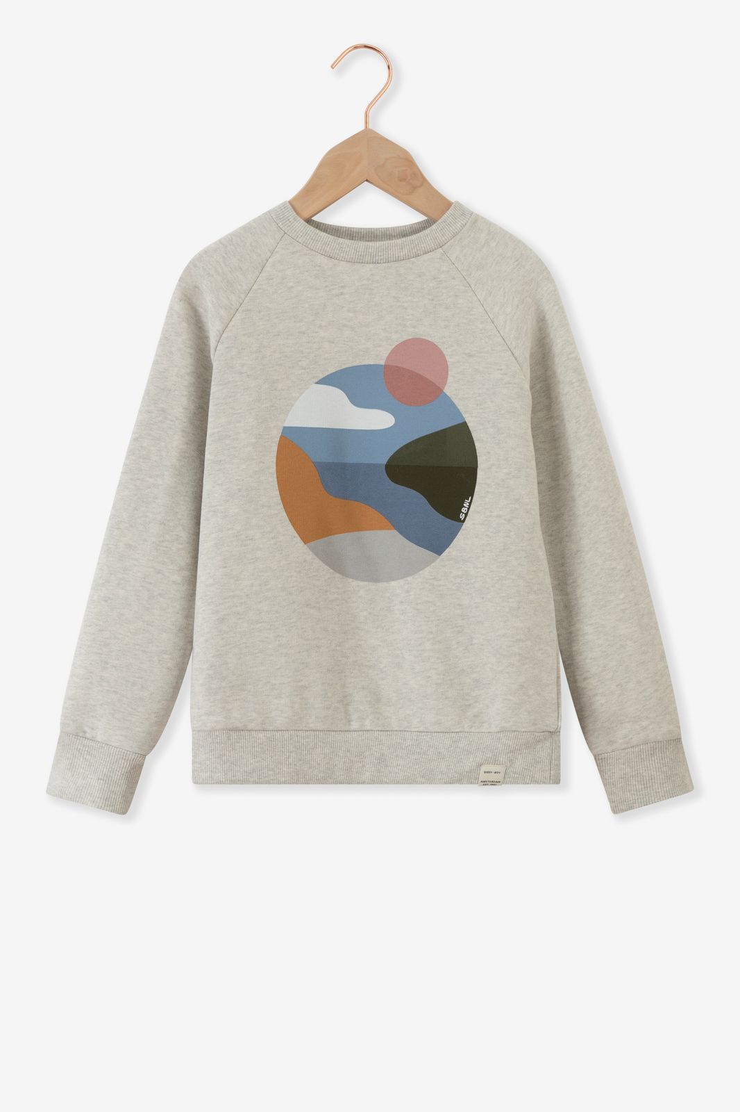 Raglan-Sweater mit Landscape-Print - hellgrau