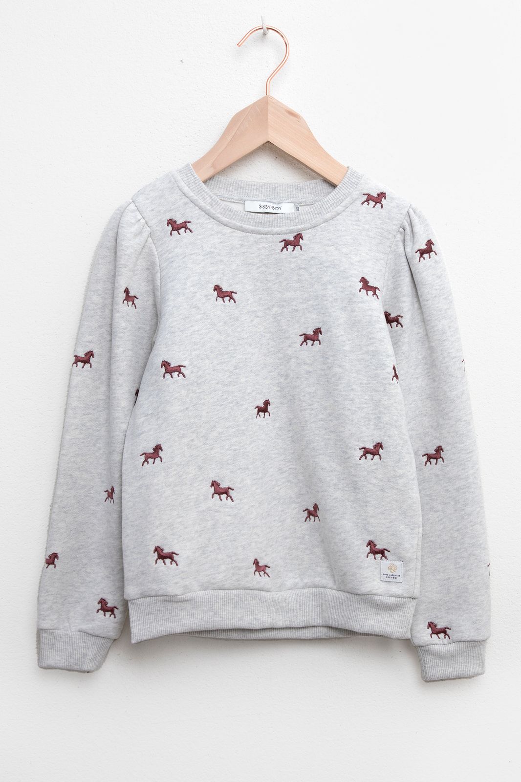 Sweater mit Pferde-Stickerei - hellgrau