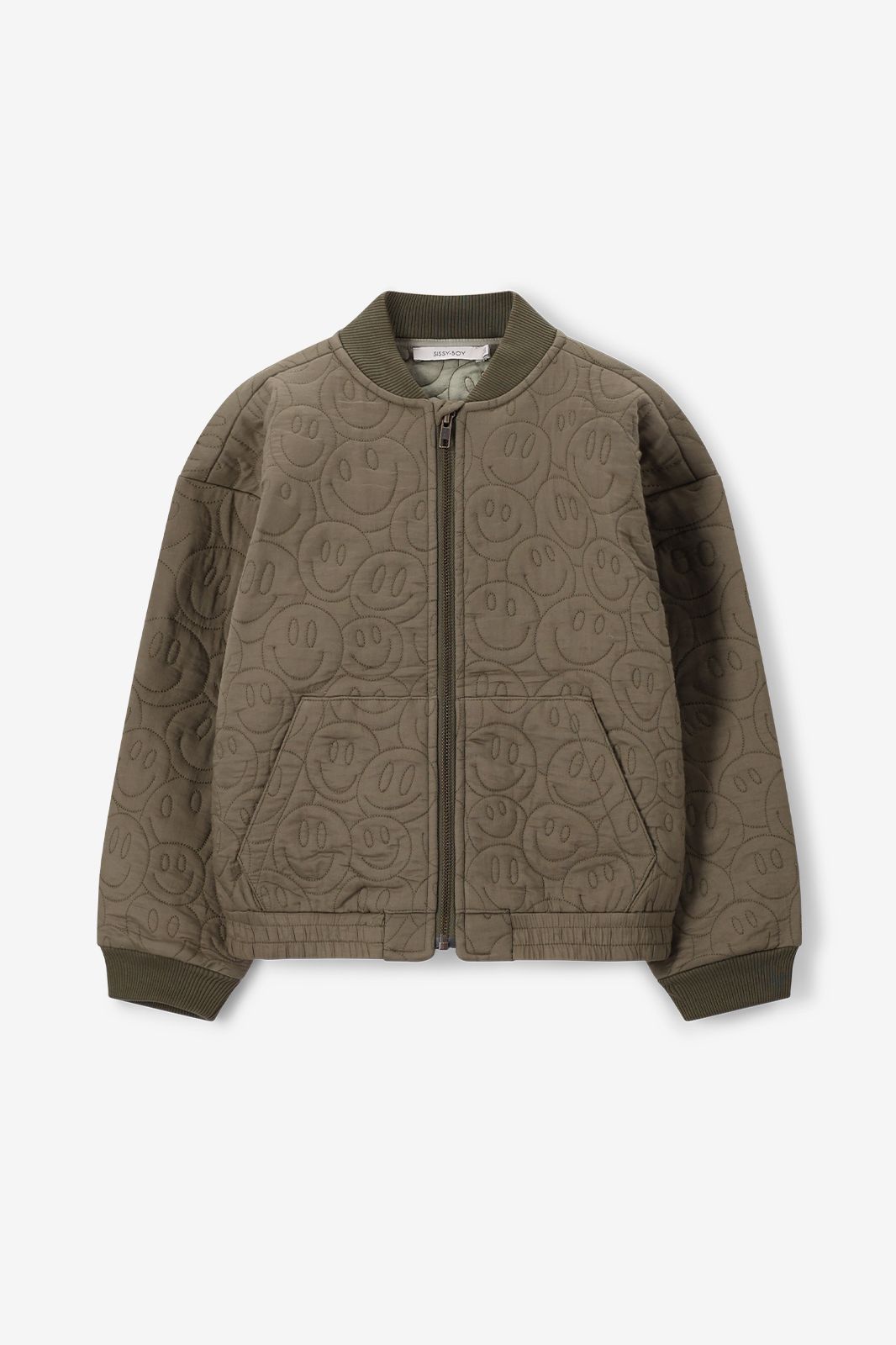 Bomberjacke mit Smileymuster - dunkelgrün