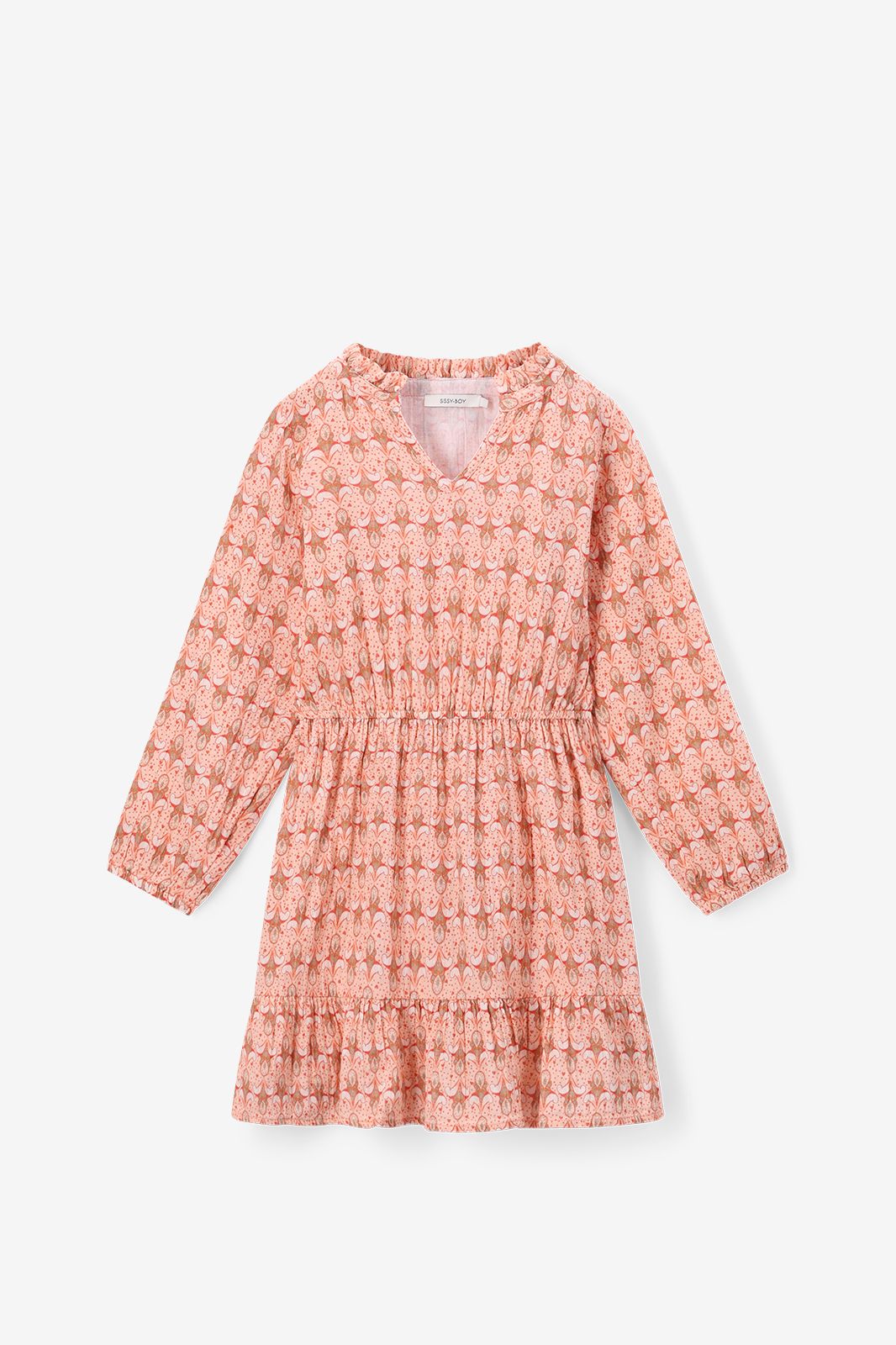 Gemustertes Kleid - aprikot