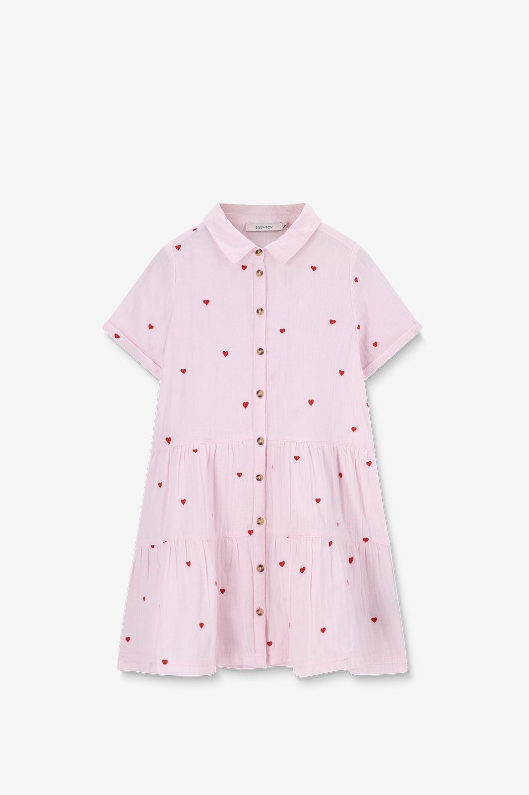 Kleid mit Herzstickerei- hellrosa