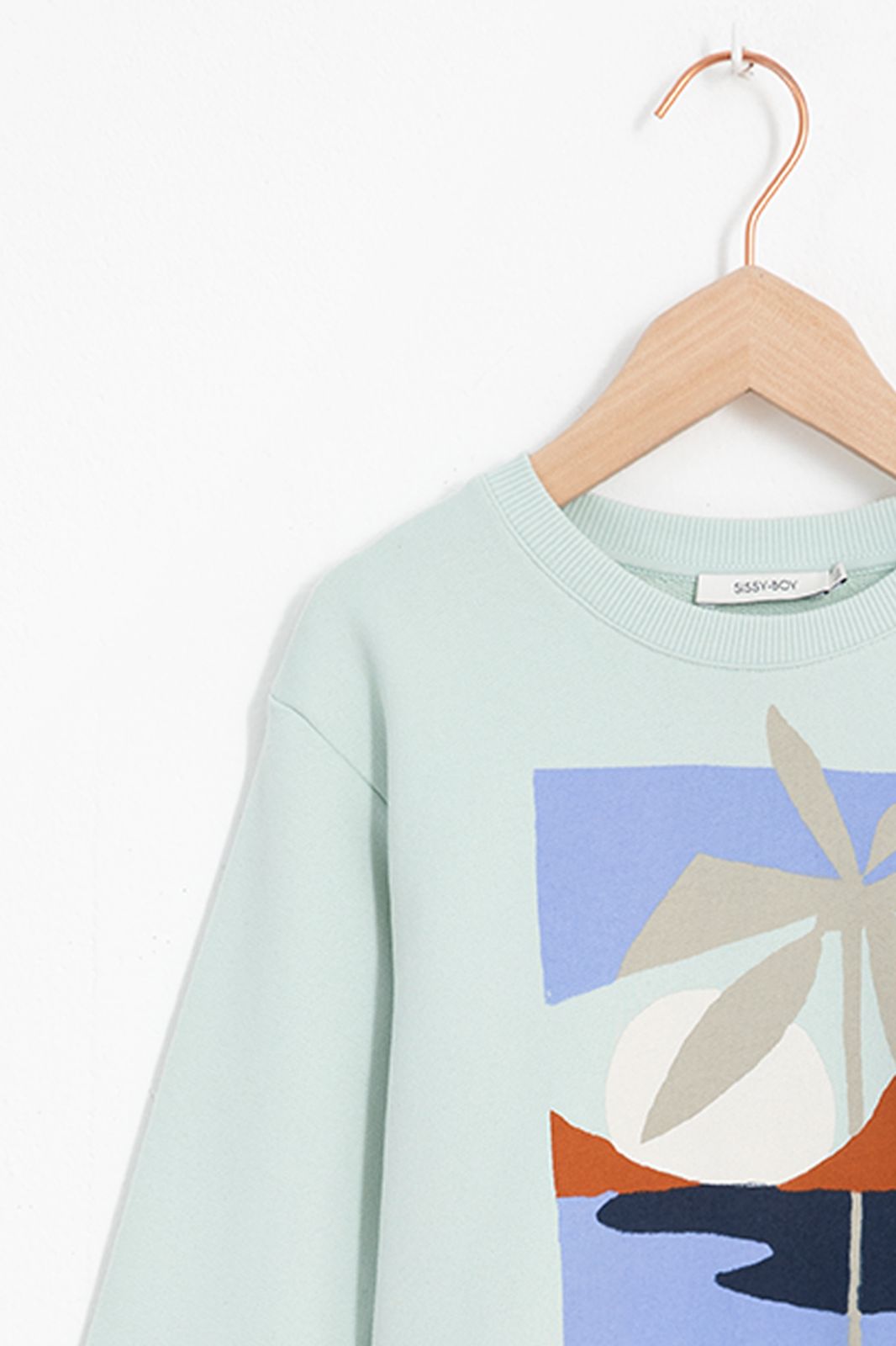 Sweater mit Landscape-Print - hellblau