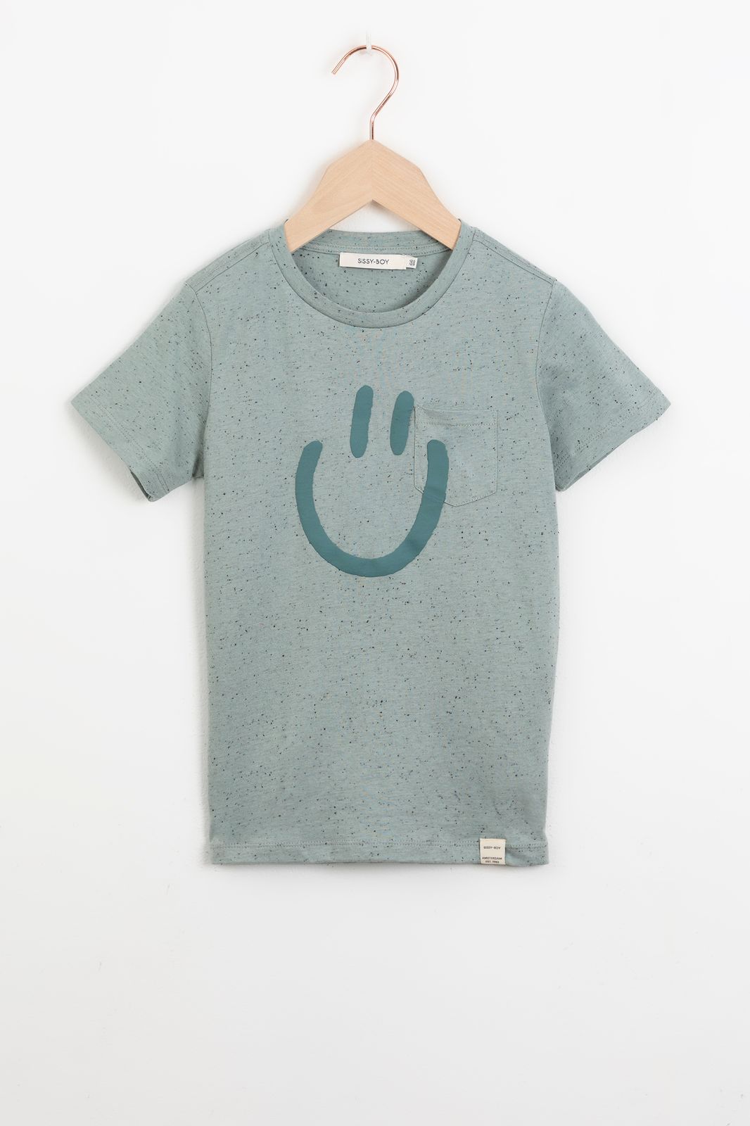 T-Shirt mit Smiley-Print - graublau