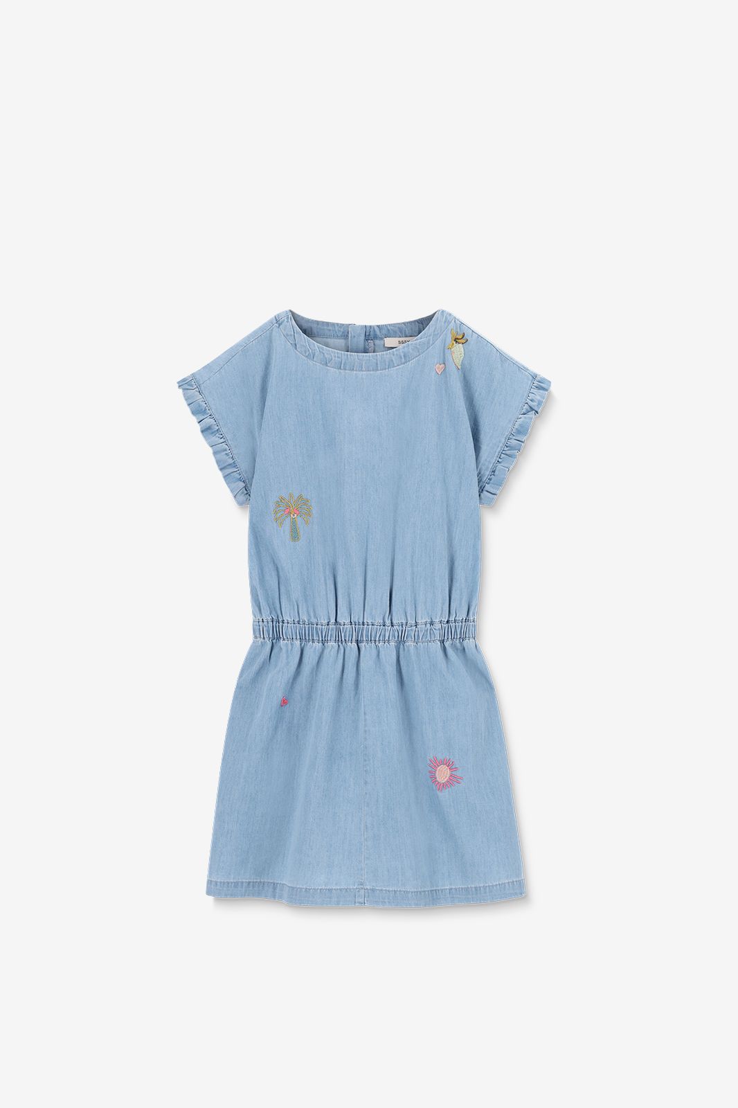 Jeanskleid mit Stickerei - hellblau