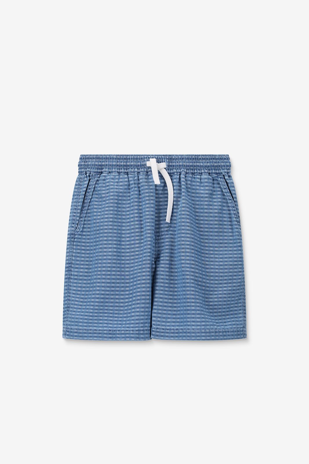 Karierte Jeans-Shorts - blau
